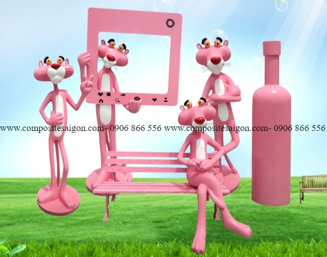 mo hinh bang nhua composite cao cap 2 5588 - Mô hình những chú báo hồng dễ thương 1500/1200mm